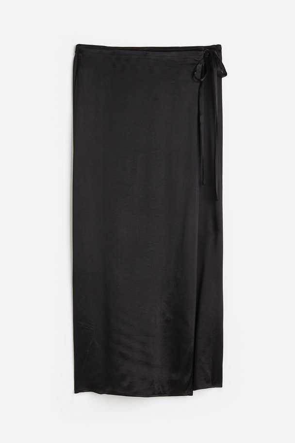 H&M Satin Wrap Skirt Black
