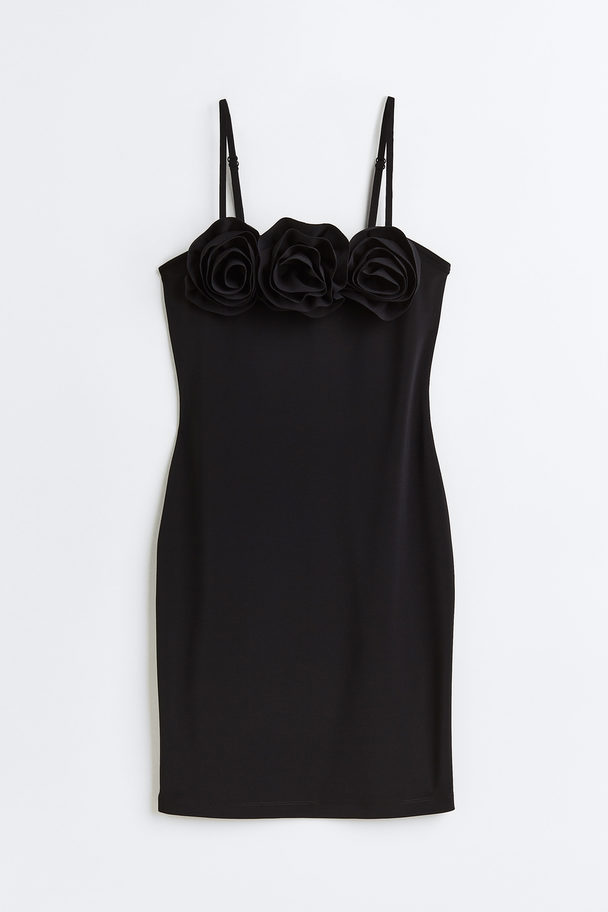 H&M Bodycon-Kleid mit Applikationen Schwarz