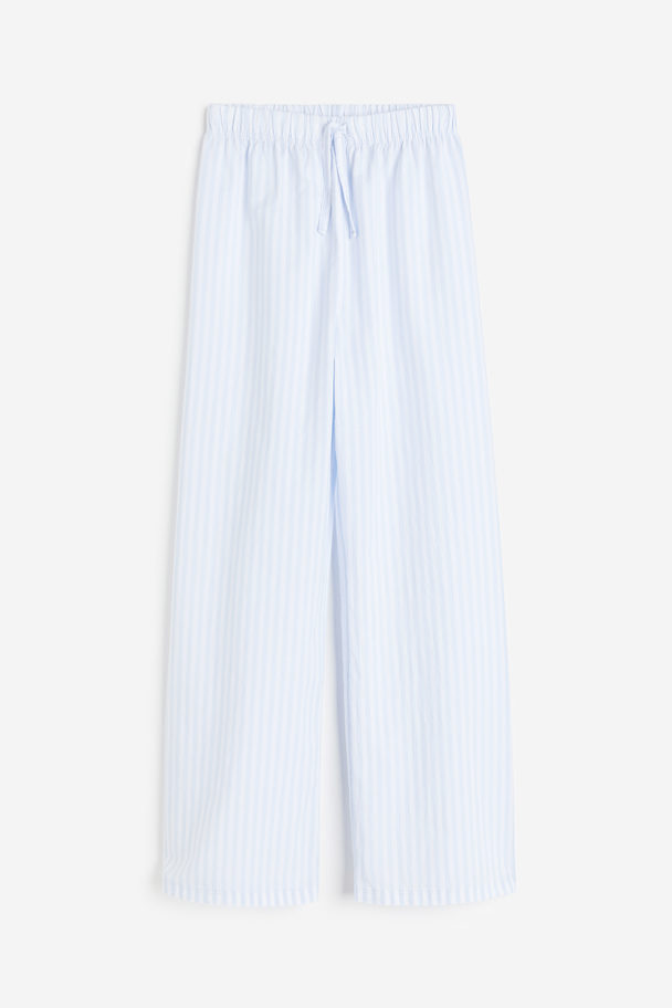 H&M Cotton Pyjama Bottoms Light Blue/striped