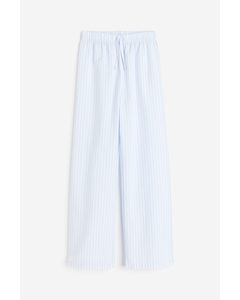 Cotton Pyjama Bottoms Light Blue/striped