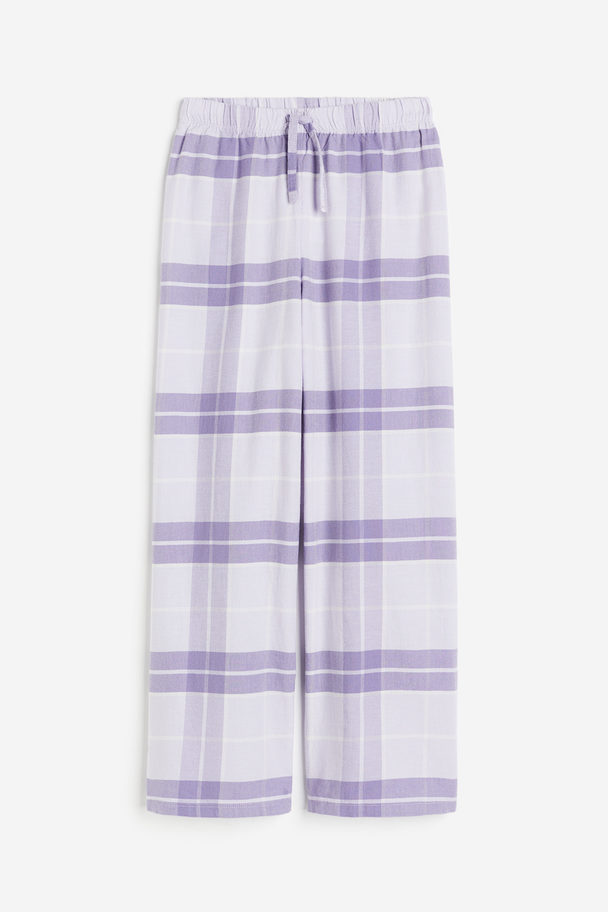 H&M Cotton Pyjama Bottoms Purple/checked