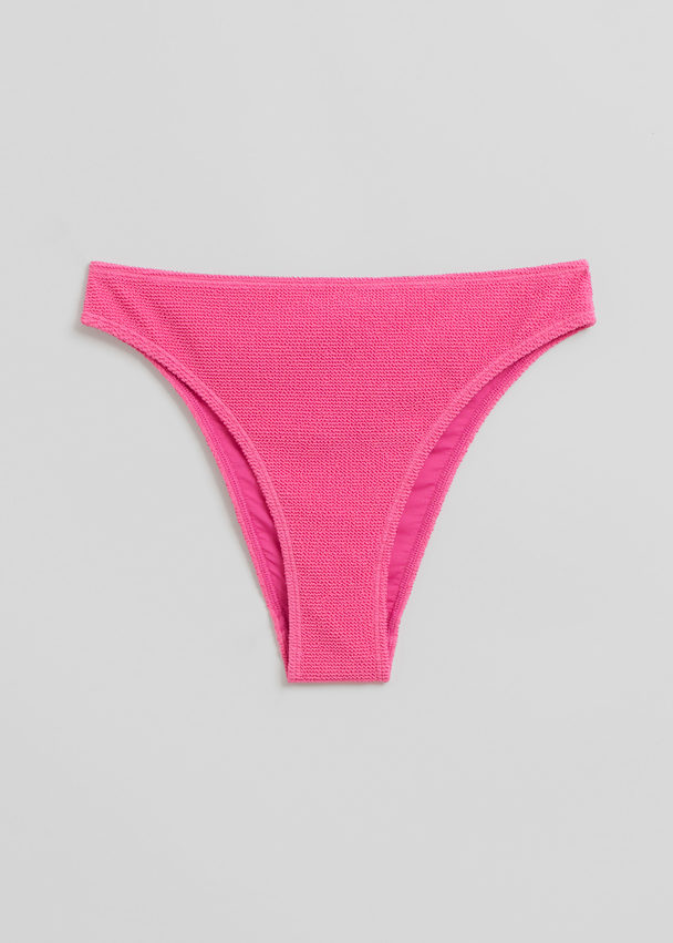 & Other Stories Crinkled Bikini Bottoms Bright Pink