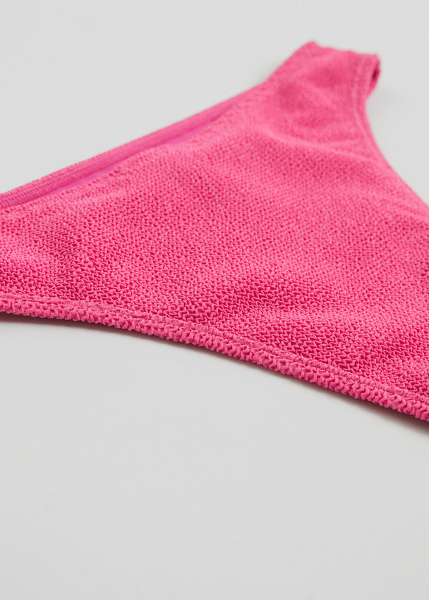 & Other Stories Crinkled Bikini Bottoms Bright Pink