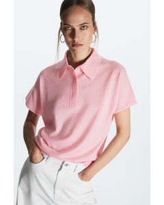 Lighweight Knitted Polo Shirt Light Pink