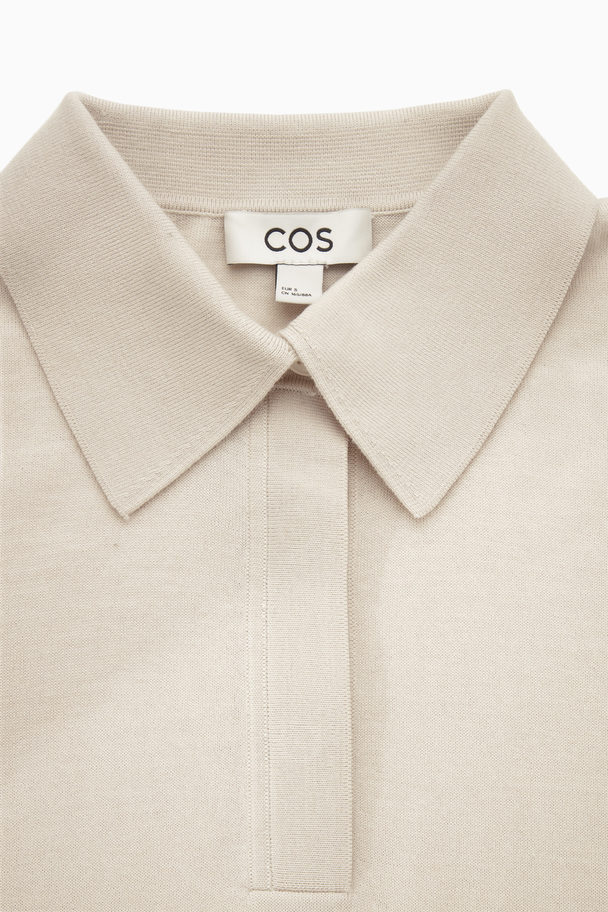 COS Lighweight Knitted Polo Shirt Light Beige