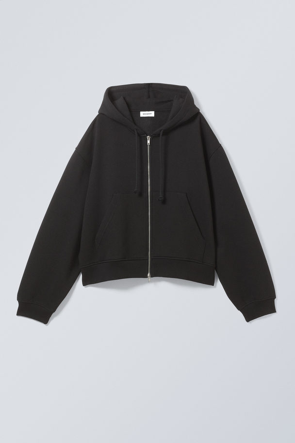 Weekday Zware Hoodie Met Boxy Pasvorm En Rits Zwart