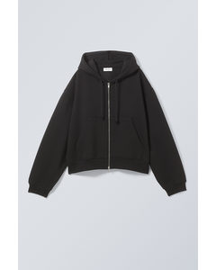 Boxy Heavy Zip Hoodie Black