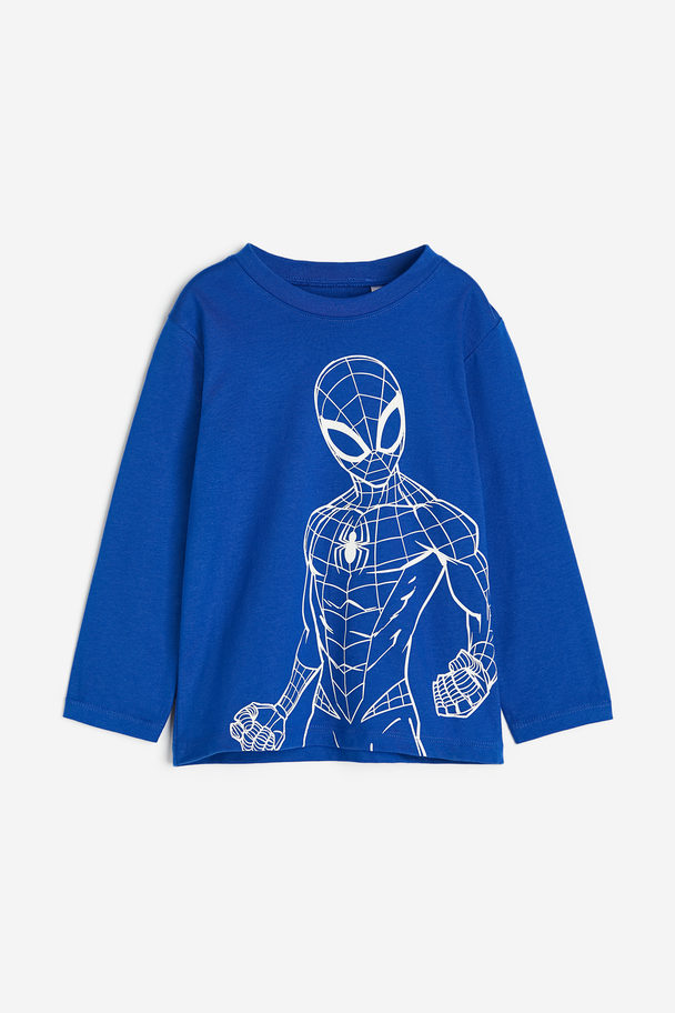 H&M Shirt Met Print Helderblauw/spider-man
