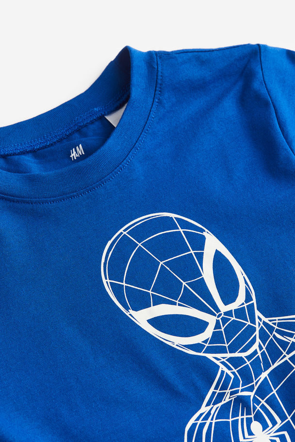 H&M Shirt Met Print Helderblauw/spider-man