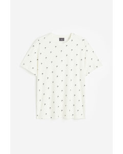 Regular Fit Cotton T-shirt White/palm Trees