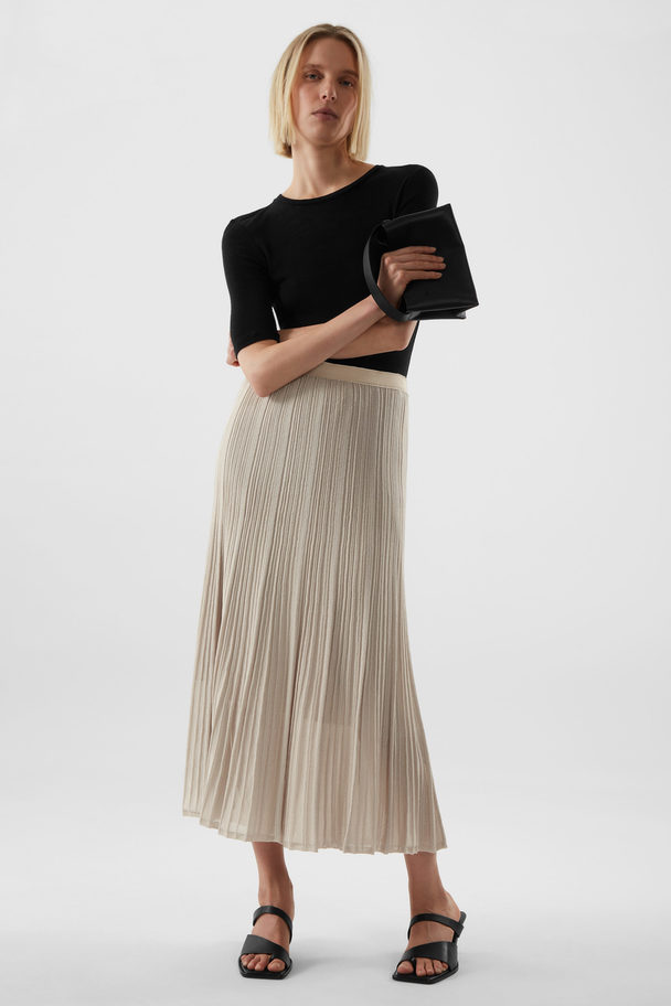 COS Regular-fit Pleated A-line Skirt Light Beige