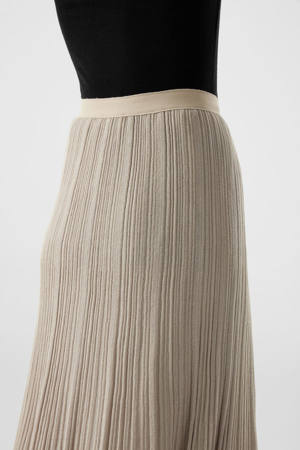 COS Regular-fit Pleated A-line Skirt Light Beige