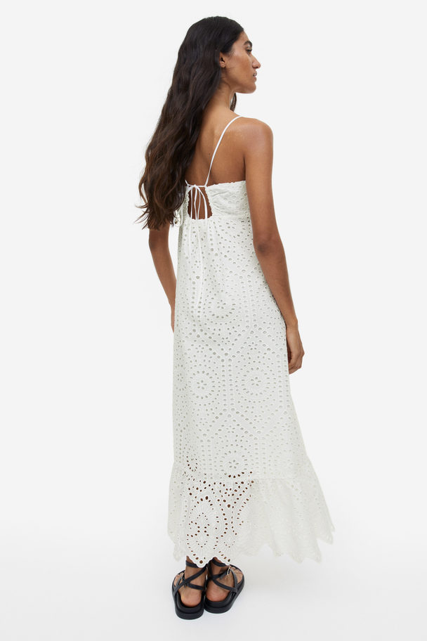 H&M Jurk Met Broderie Anglaise Wit