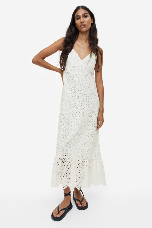 H&M Kleid mit Broderie Anglaise Weiß