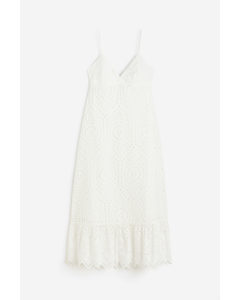 Jurk Met Broderie Anglaise Wit