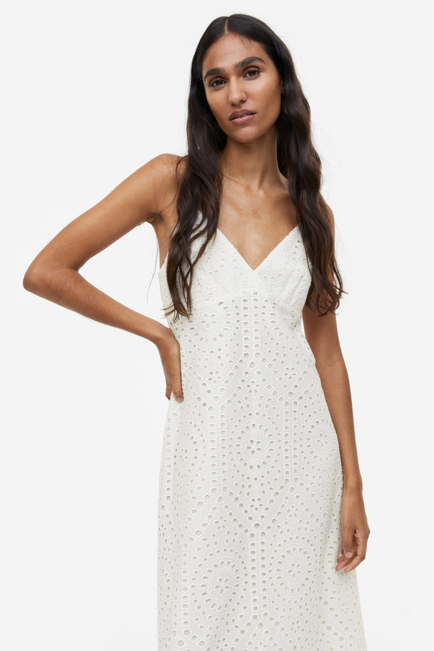 H&M Kleid mit Broderie Anglaise Weiß