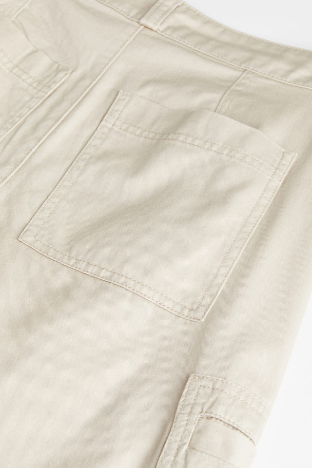 H&M Straight Cargo Trousers Light Greige