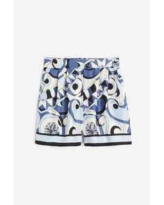 Satijnen Pull-on Short Blauw/dessin