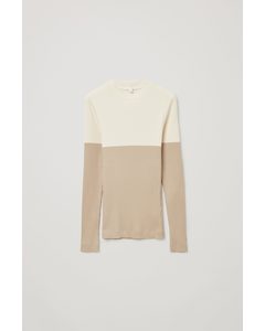 Fitted Colour-block Top White / Beige