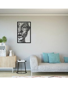 Homemania Väggdekor Silhouette - Porträtt, Kvinna, Ansikte - Väggkonst Vägg - För Vardagsrum, Sovrum - Svart Metall, 65 X 0,15 X 100 Cm