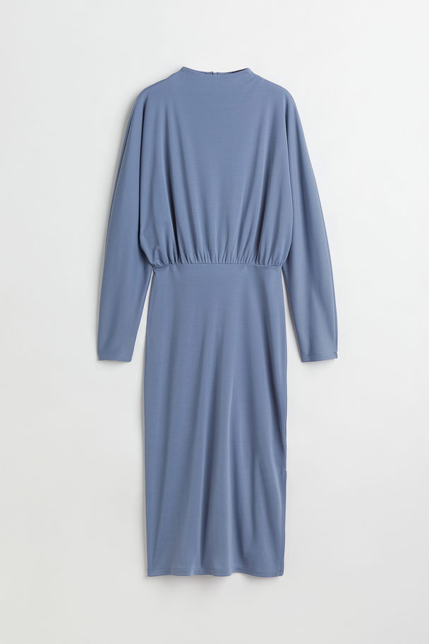 H&M Batwing-sleeved Dress Pigeon Blue