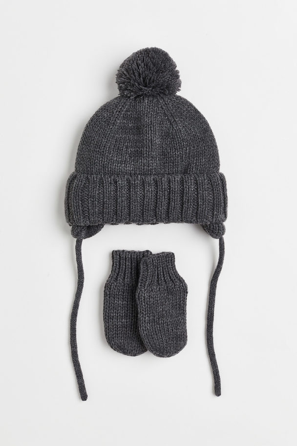 H&M Knitted 2-piece Set Dark Grey