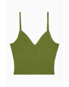 Ribbed-knit Merino Wool Bralette Dark Green