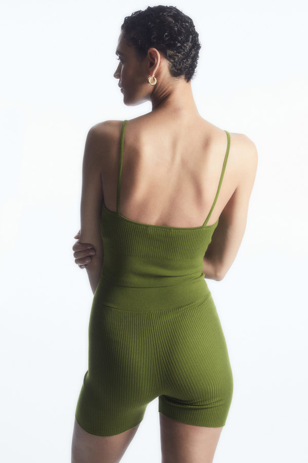 COS Ribbed-knit Merino Wool Bralette Dark Green