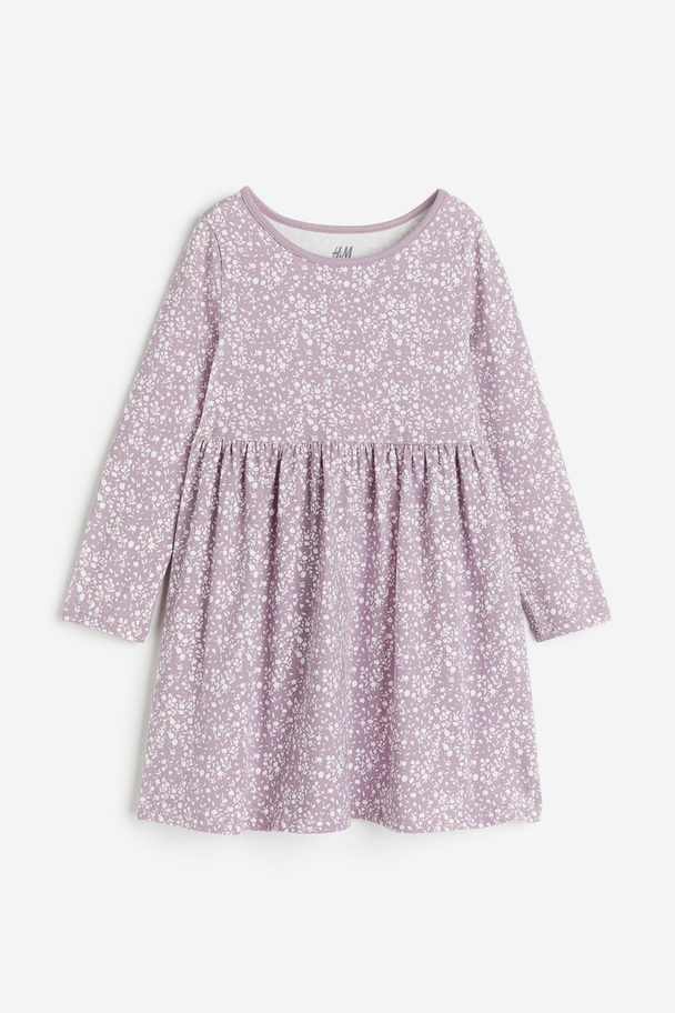 H&M Patterned Cotton Dress Light Purple/floral