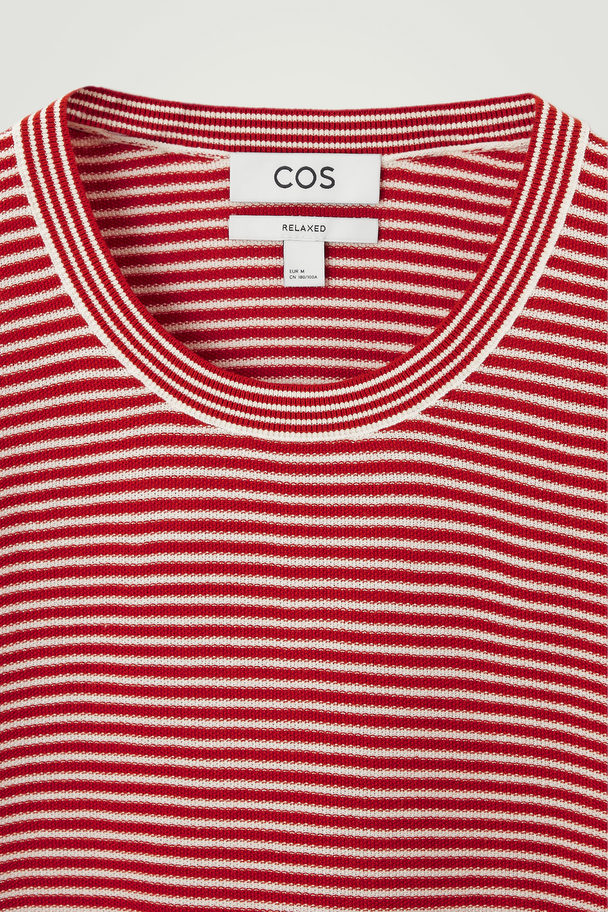 COS Striped Knit T-shirt Burnt Red / White