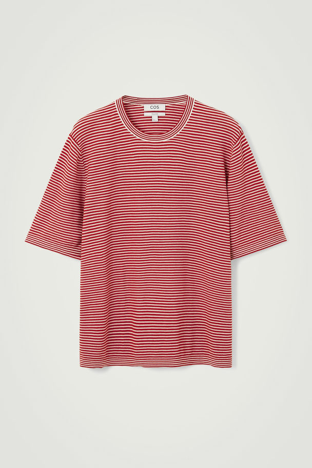 COS Striped Knit T-shirt Burnt Red / White