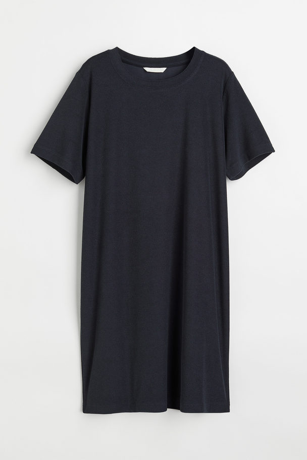 H&M T-shirtklänning I Frotté Mörkblå