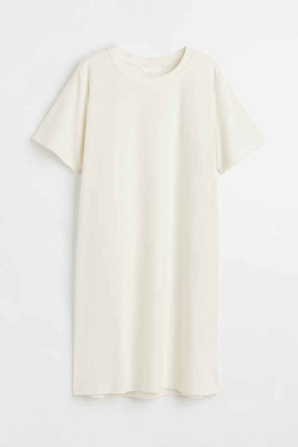 H&M T-Shirt-Kleid aus Frottee Cremefarben