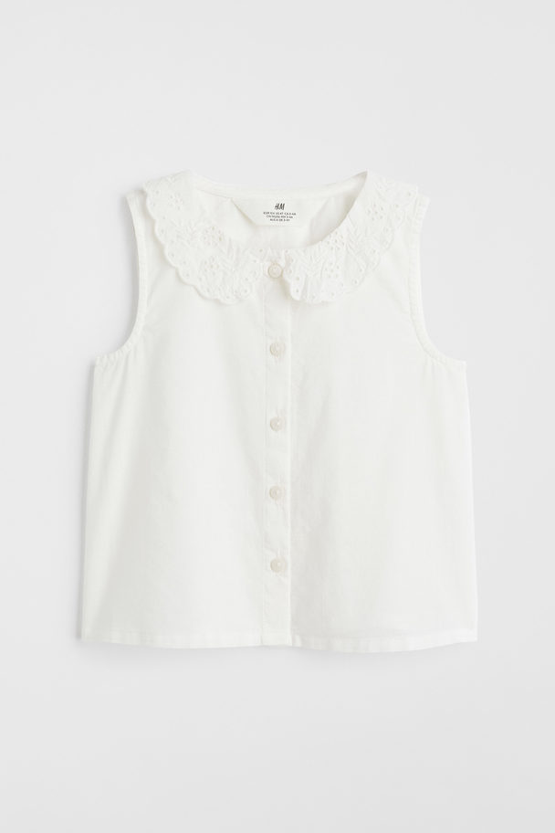 H&M Bluse mit Kragen Weiß