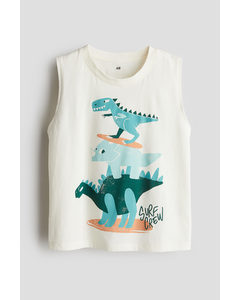 Printed Vest Top White/dinosaurs