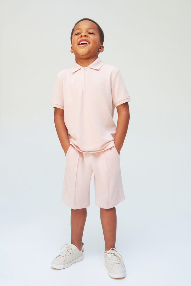 H&M 2-teiliges Set mit Poloshirt und Shorts Helles Mattrosa