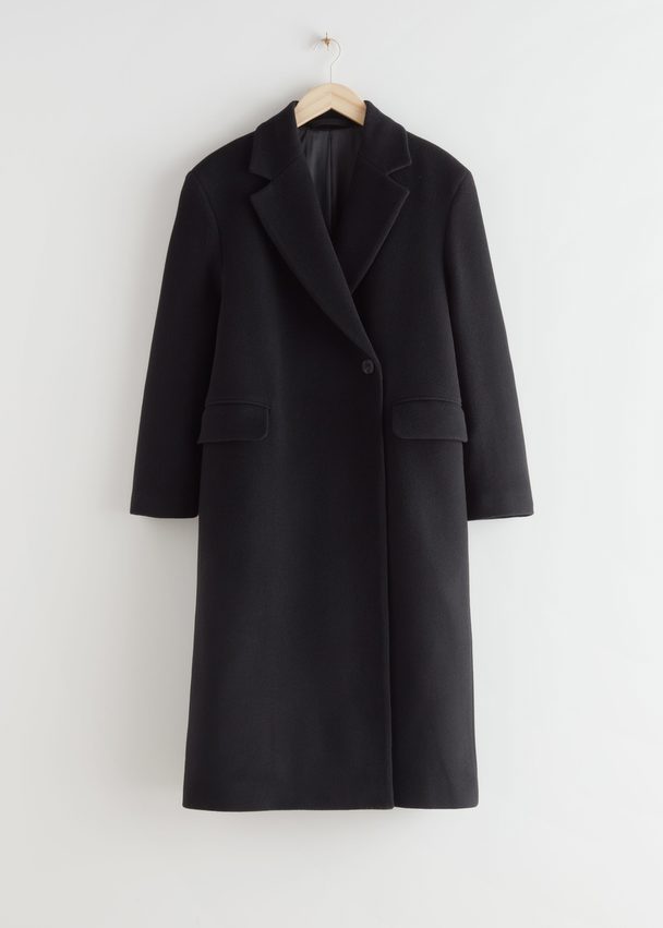 & Other Stories Relaxed Single Breasted Coat Black