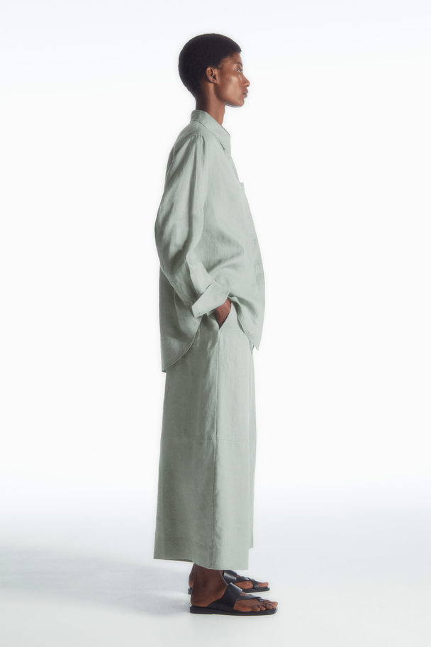 COS Oversized Linen Shirt Green