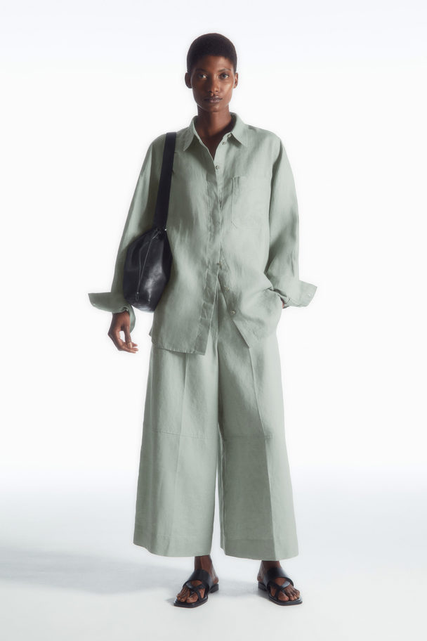 COS Oversized Linen Shirt Green