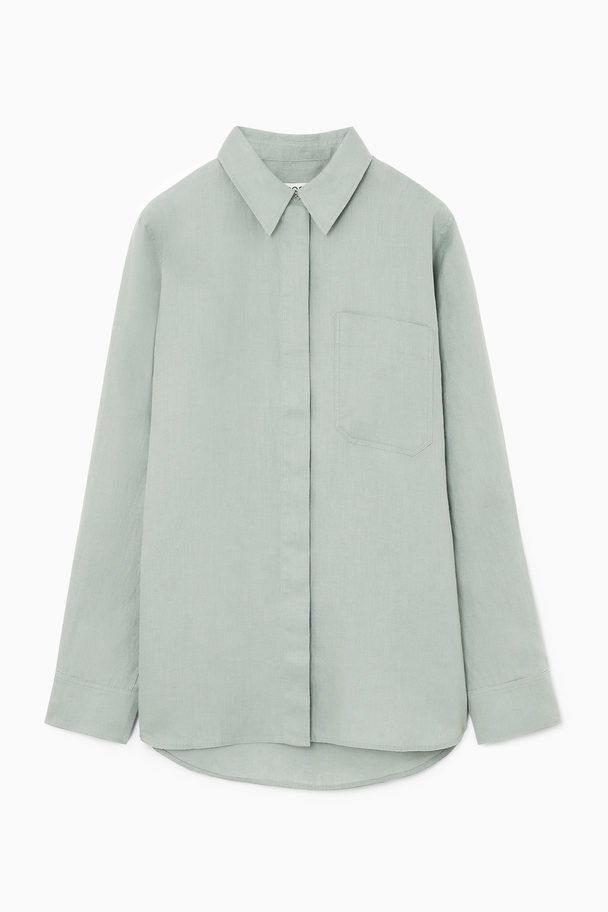 COS Oversized Linen Shirt Green