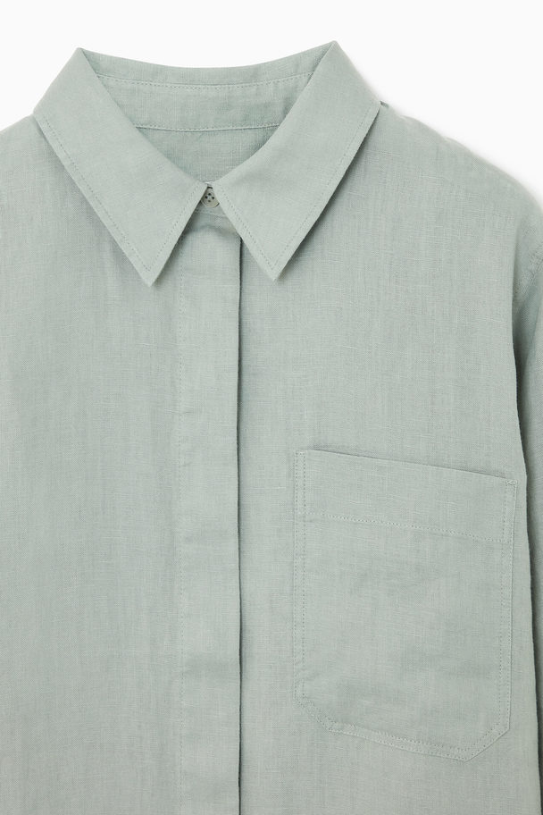 COS Oversized Linen Shirt Green