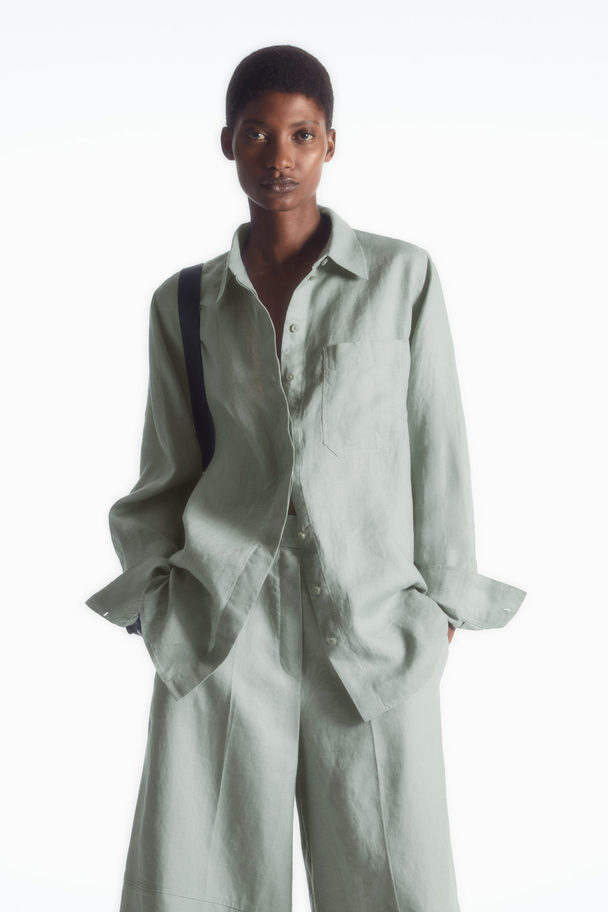 COS Oversized Linen Shirt Green