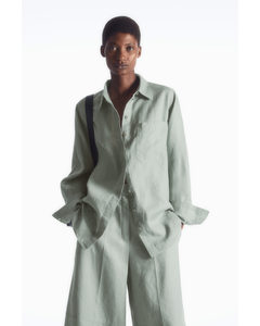 Oversized Linen Shirt Green