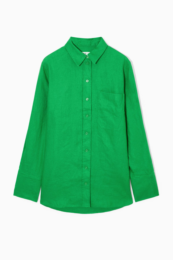 COS Oversized Linen Shirt Bright Green
