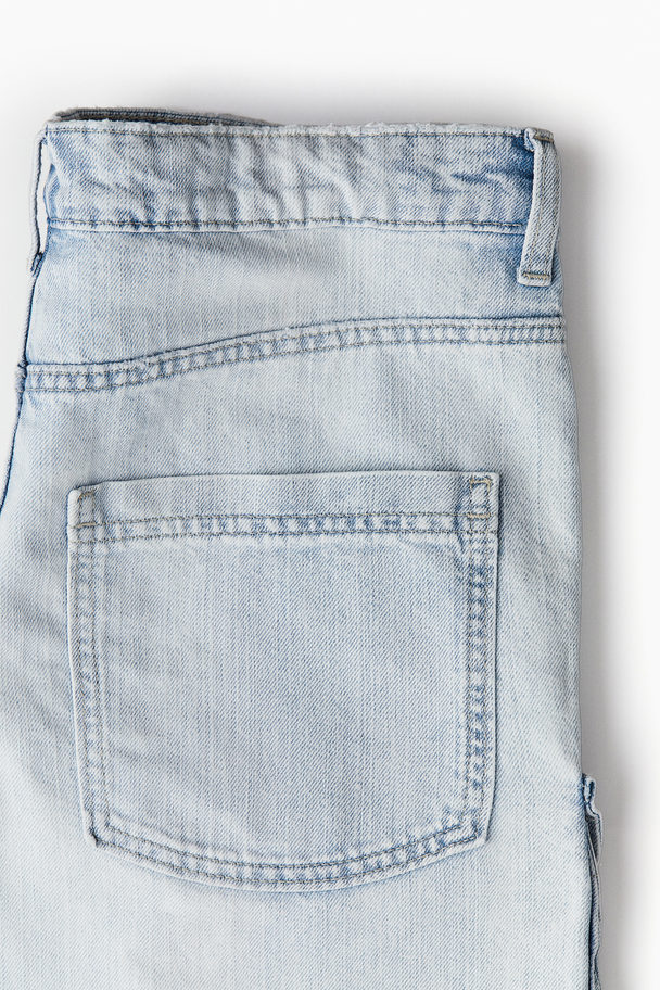 H&M Low Denim Cargo Shorts Pale Denim Blue