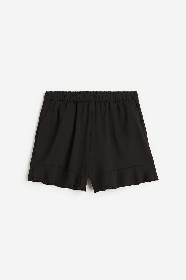 H&M Flounce-trimmed Shorts Black