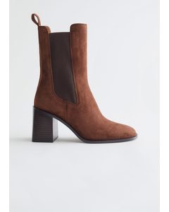 Heeled Leather Chelsea Boots Brown
