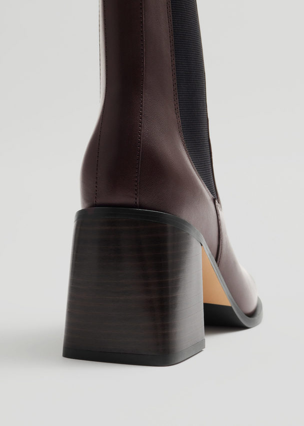 & Other Stories Heeled Leather Chelsea Boots Brown