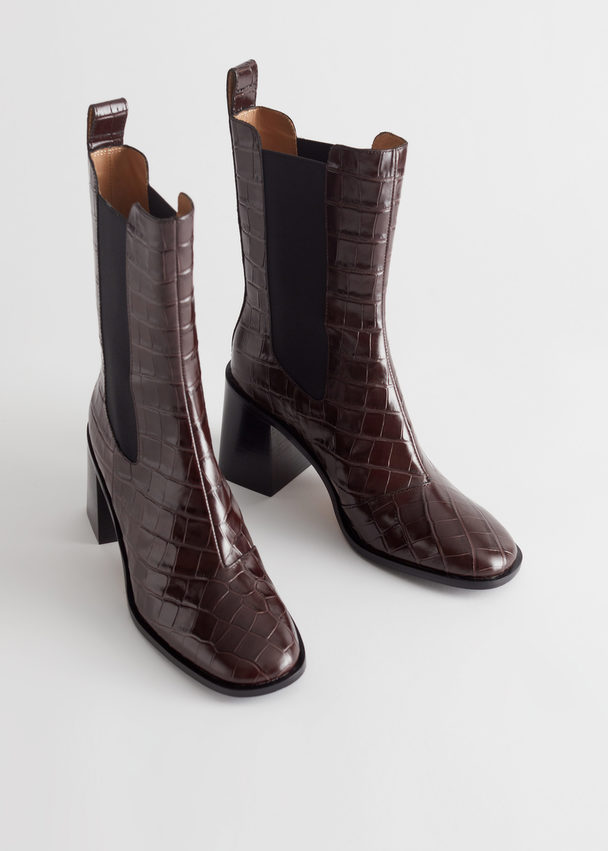 & Other Stories Heeled Leather Chelsea Boots Brown