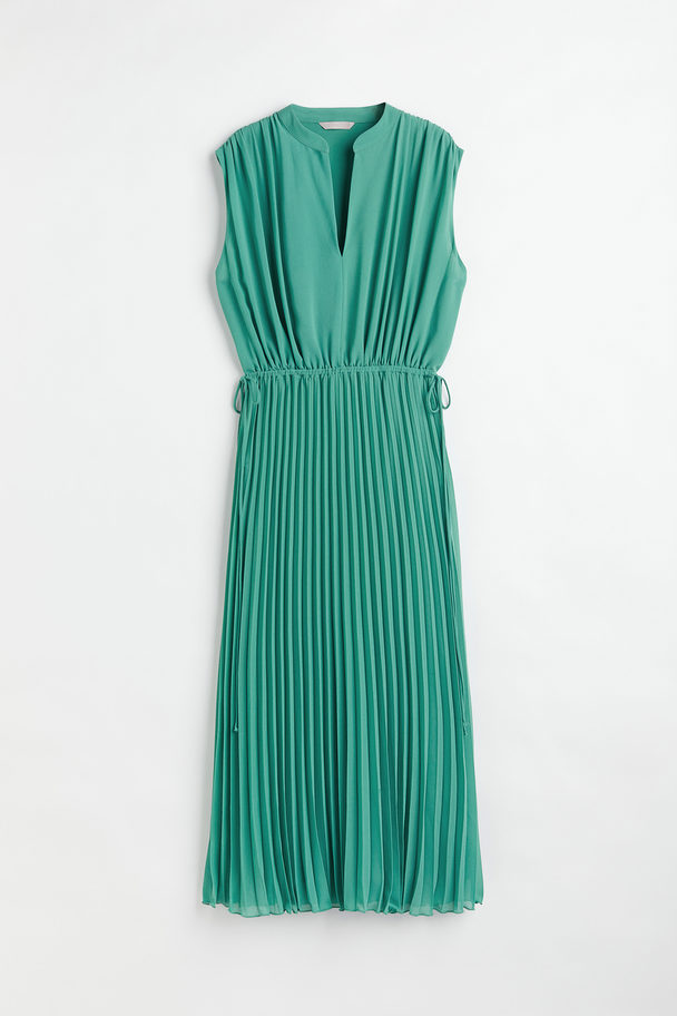 H&M Pleated Chiffon Dress Green